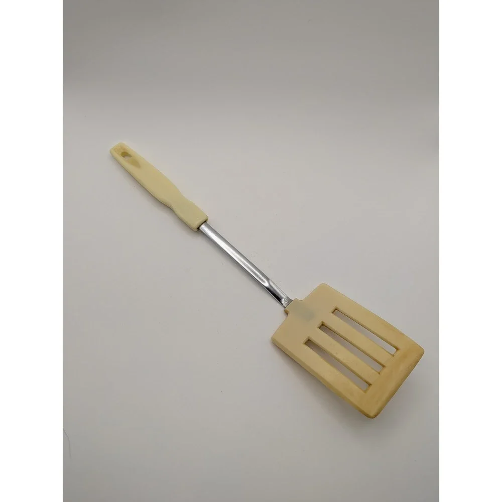 Vintage‎ Cream Nylon Slotted Spatula Turner Stainless Steel Handle Korea MCM